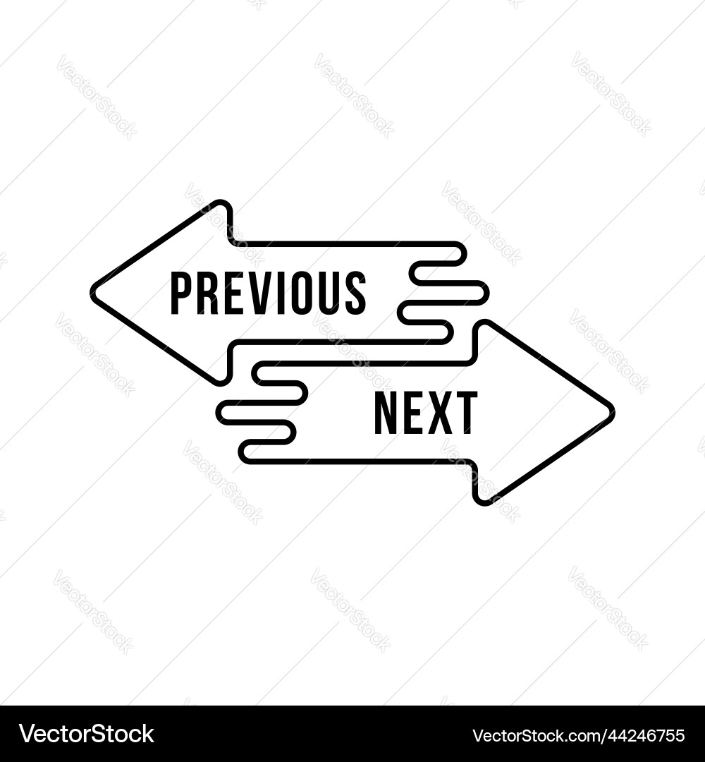 Previous and next icon with thin line arrow Previous and next icon with thin line arrow vector image
