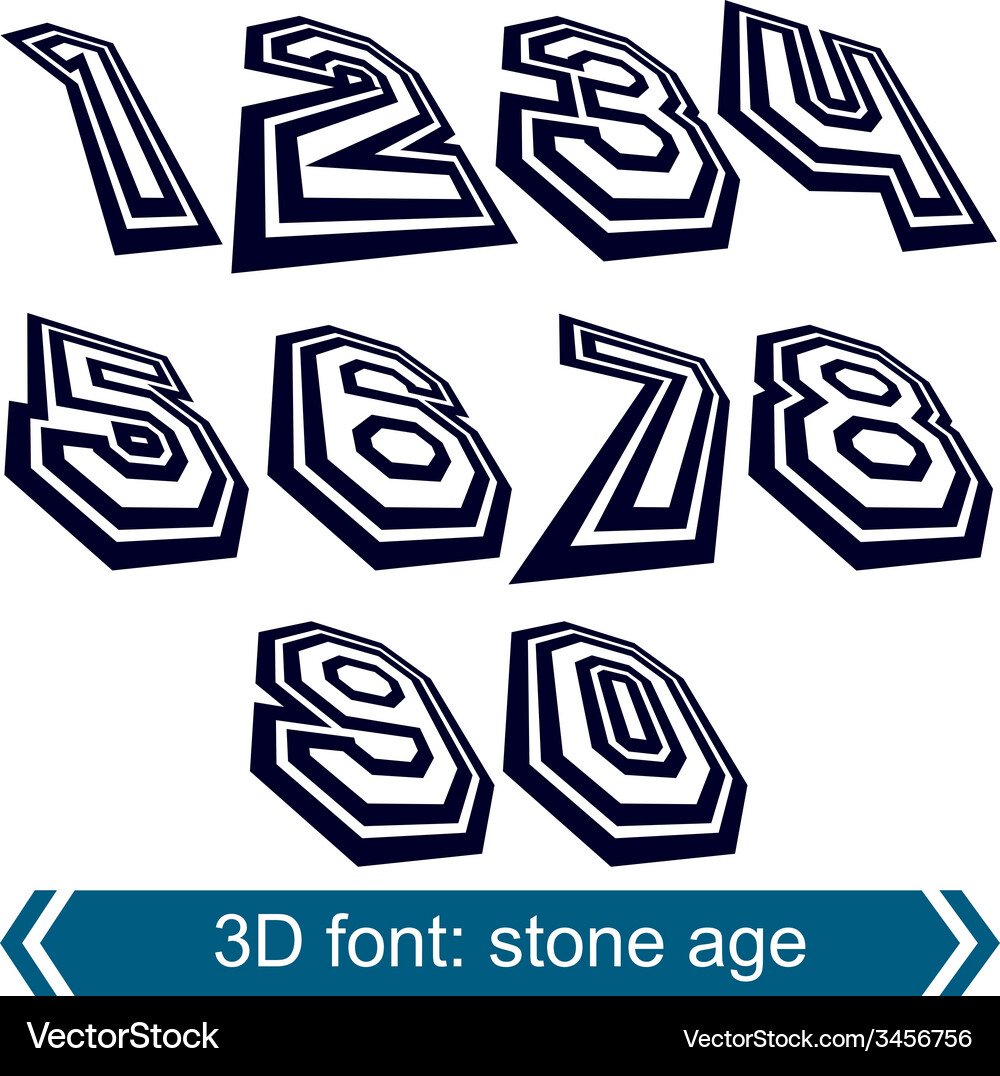 3d retro numbers in rotation stylish numeration Vector Image