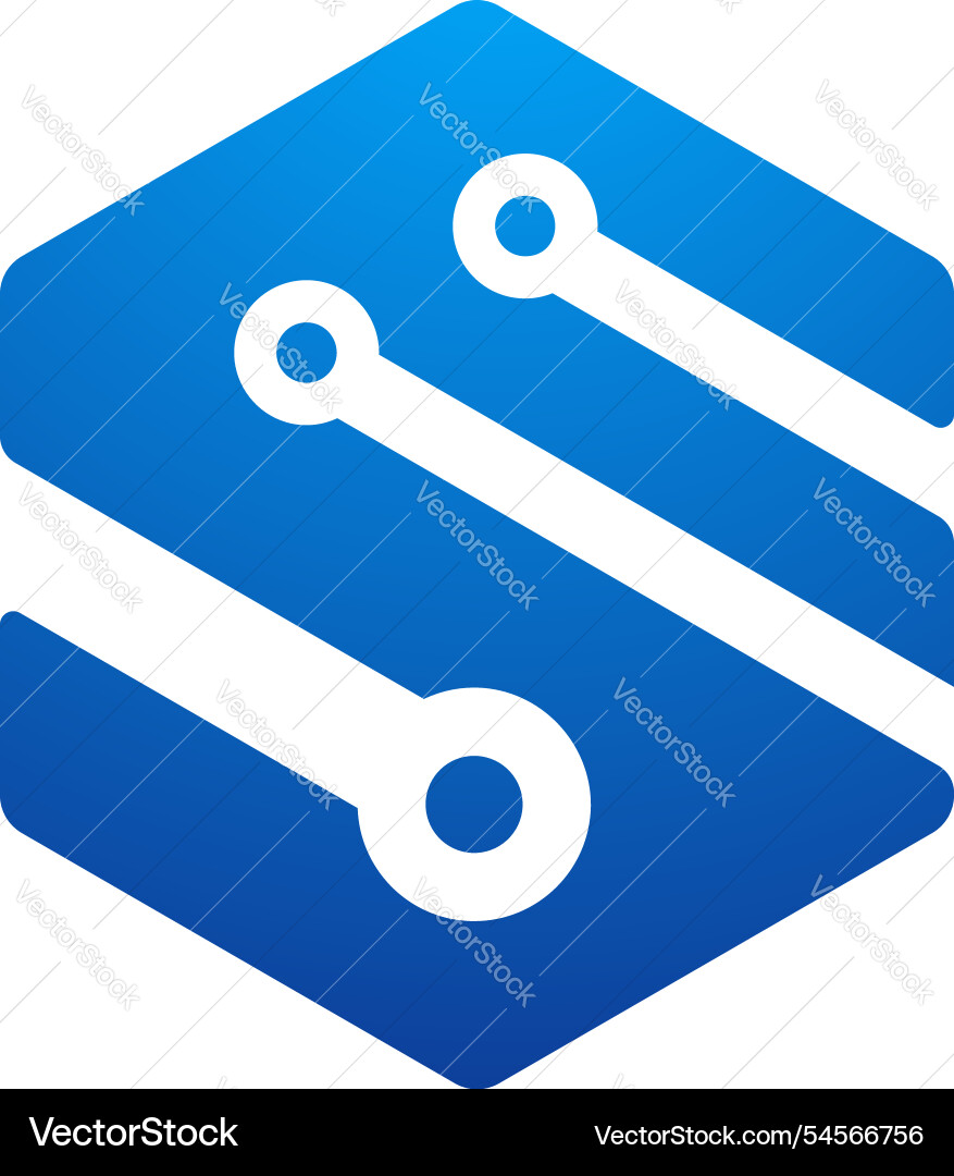 Abstract hexagon with circuit lines Vector Image