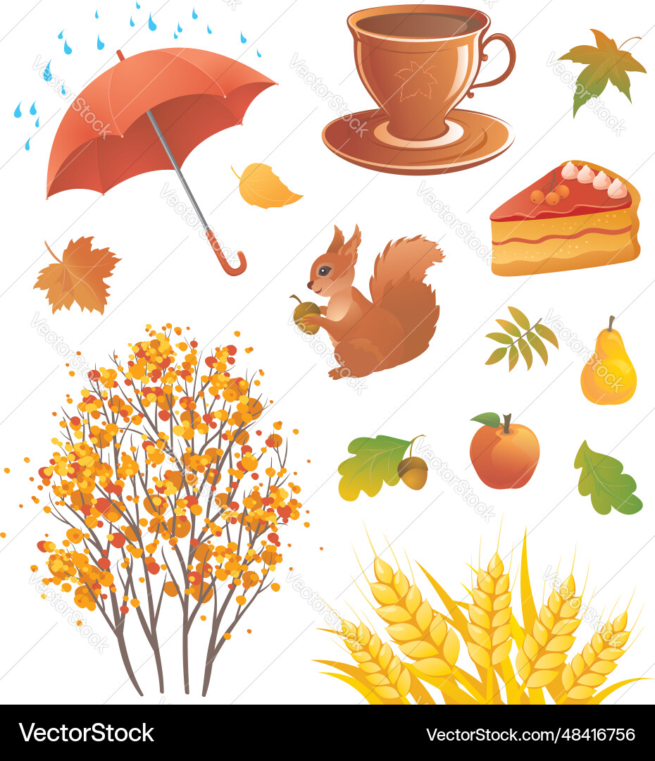 Autumn Objects Collection vector image