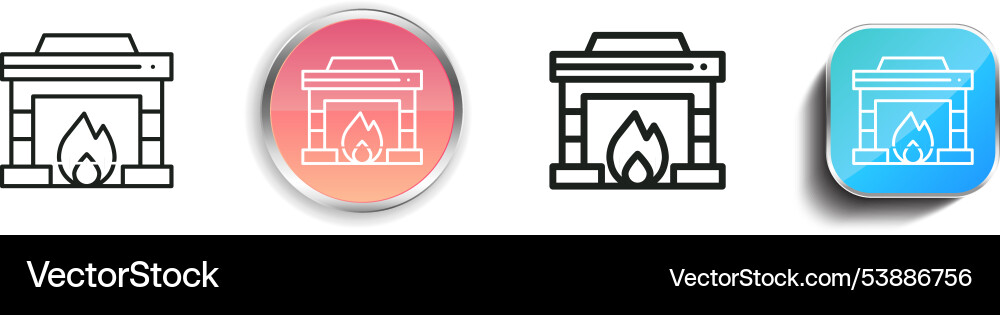 Fireplace icon thin linear regular and button vector image
