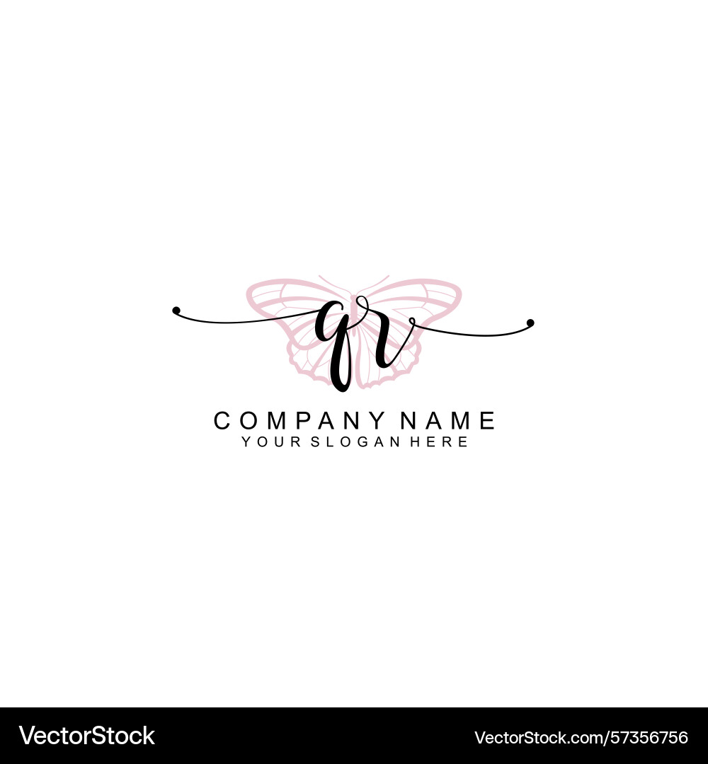 Minimalist handwritten qr initial logos with soft Vector Image