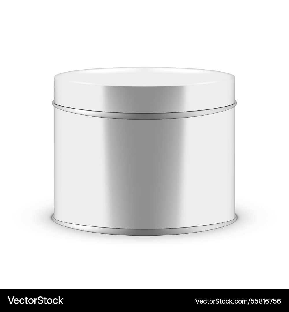 Realistische runde weiß glänzende Dose mit Deckel Realistische runde weiß glänzende Dose mit Deckel vektorbild