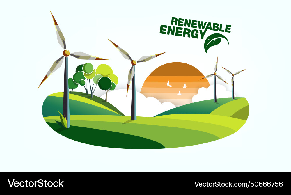 Renewable energy earth sun wind and water Renewable energy earth sun wind and water vector image