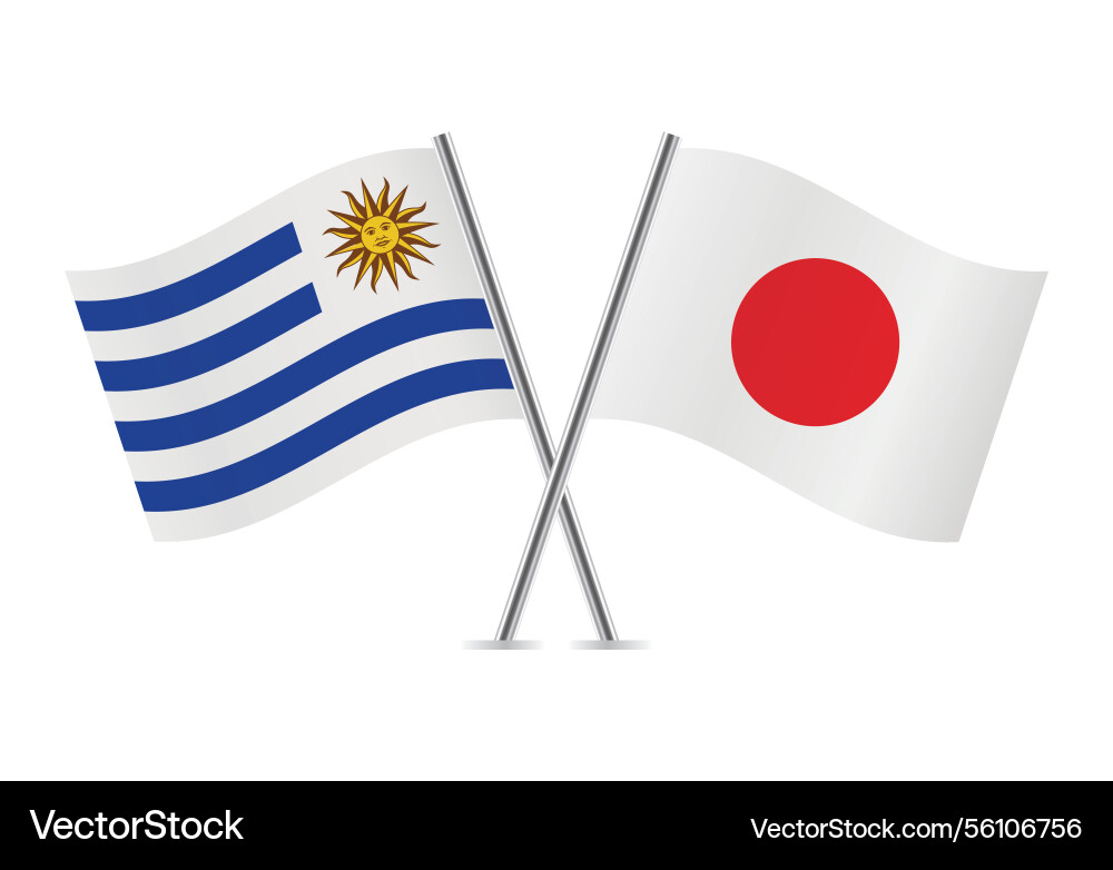 Uruguay and japan crossed flags Uruguay and japan crossed flags Vector Image