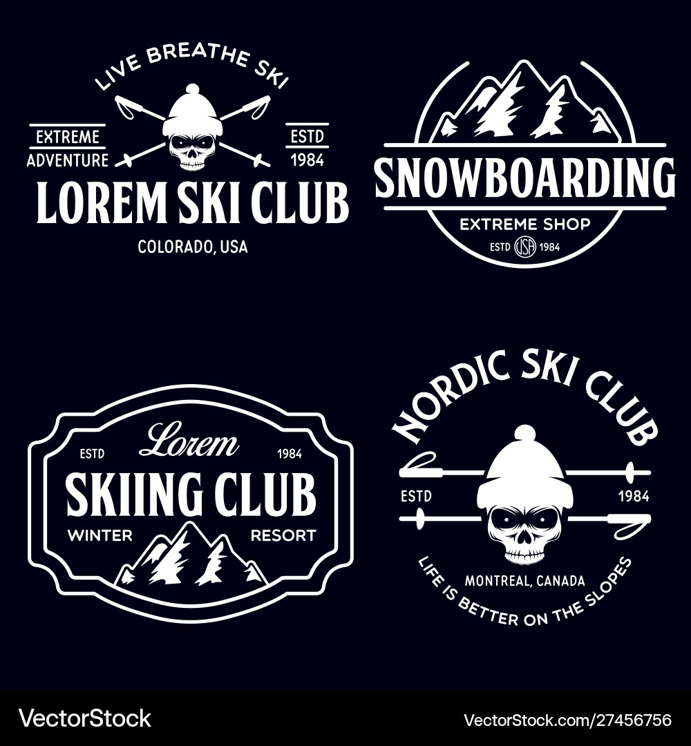 Vintage Ski Logos - Retro Winter Sport Badges Vector Image