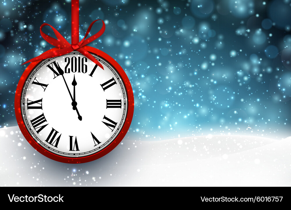 2016 new year background with red clock Vector Image