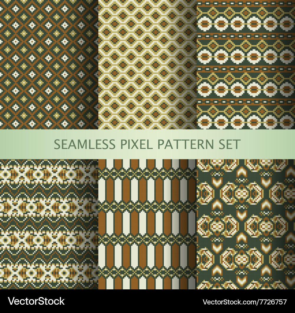 Collection of pixel colorful seamless patterns vector image