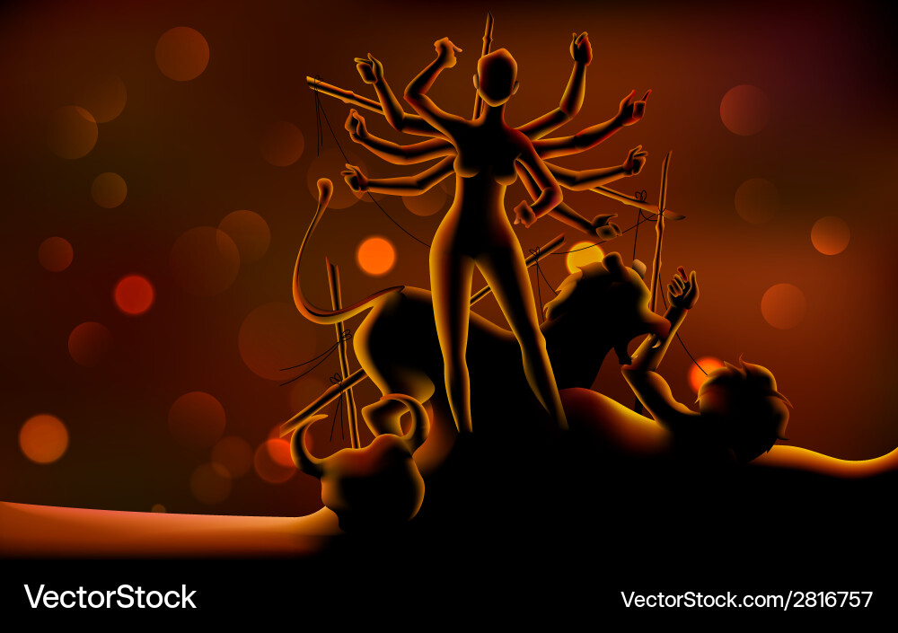 Goddess Durga Subh Navratri Vector Image