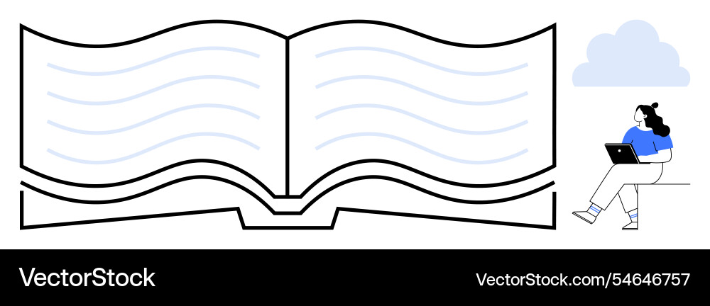 Open book with wavy lines and cloud person using Open book with wavy lines and cloud person using vector image