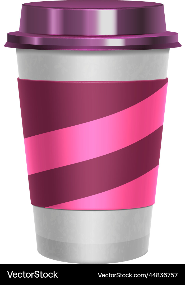 Paper cup with plastic lid mockup cafe takeaway Vector Image