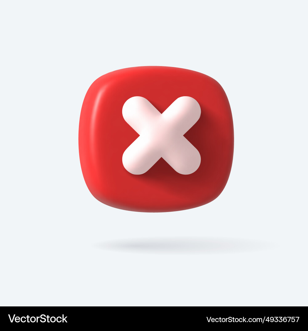 Render 3d of right cross icon red color Render 3d of right cross icon red color Vector Image