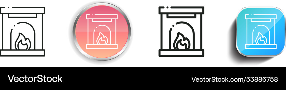 Fireplace icon thin linear regular and button vector image