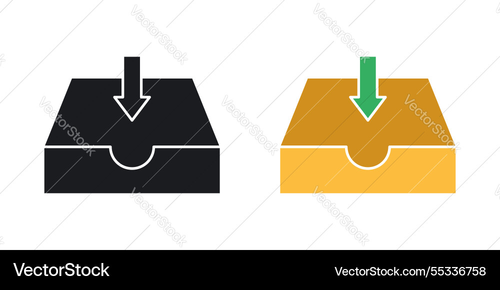 Inbox icons set black and colored style Inbox icons set black and colored style vector image