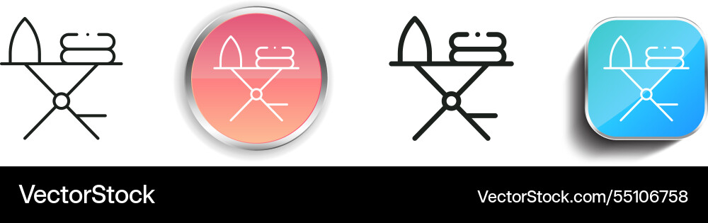 Ironing board icon thin linear regular and button vector image