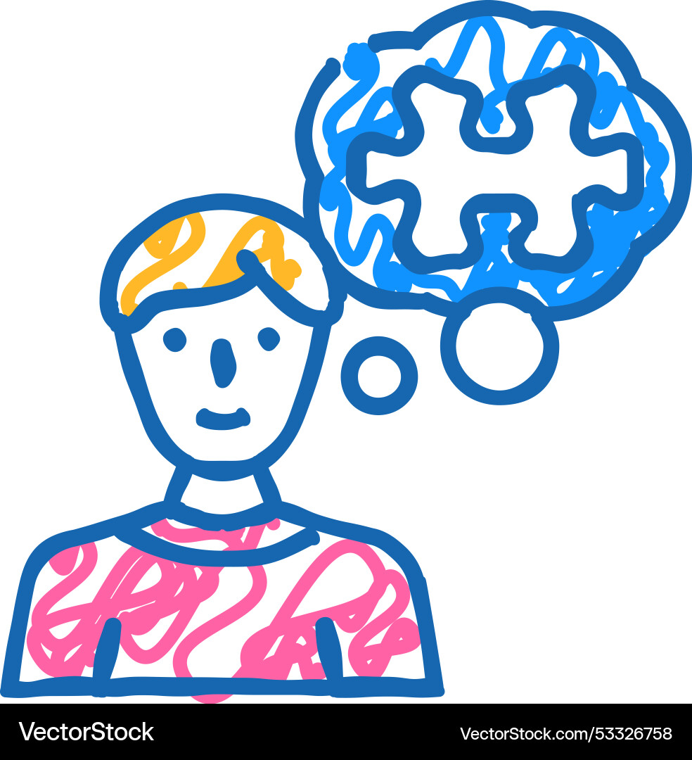 Problem solving business process icon doodle Vector Image