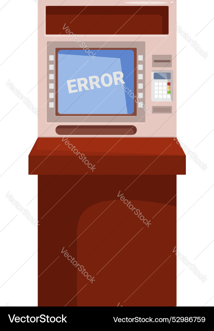 Atm showing error message on the screen vector image