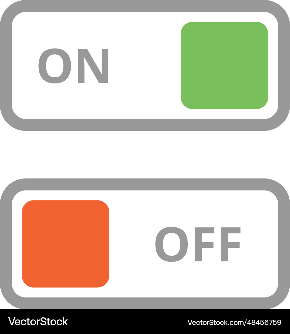Color on off slider simple interface switch Color on off slider simple interface switch vector image