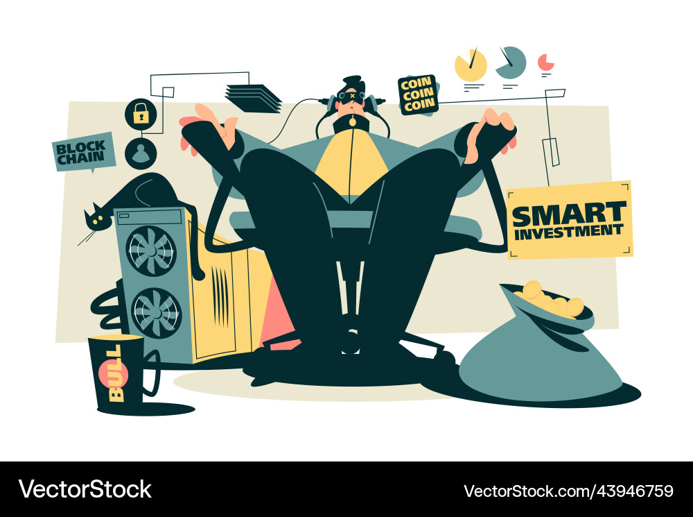 Cryptocurrency mining blockchain and crypto Cryptocurrency mining blockchain and crypto vector image