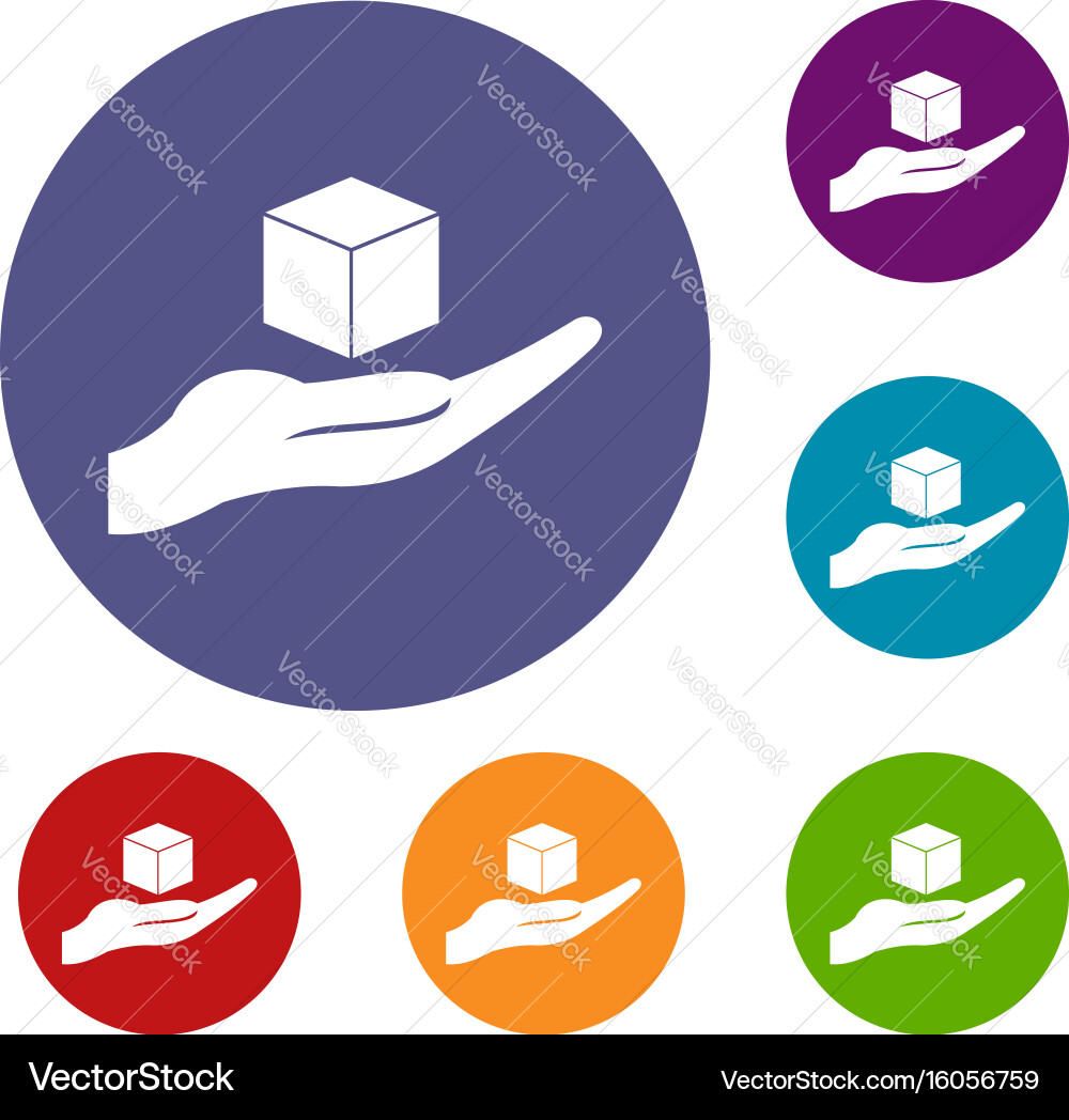 Cube 3d model icons set Vector Image