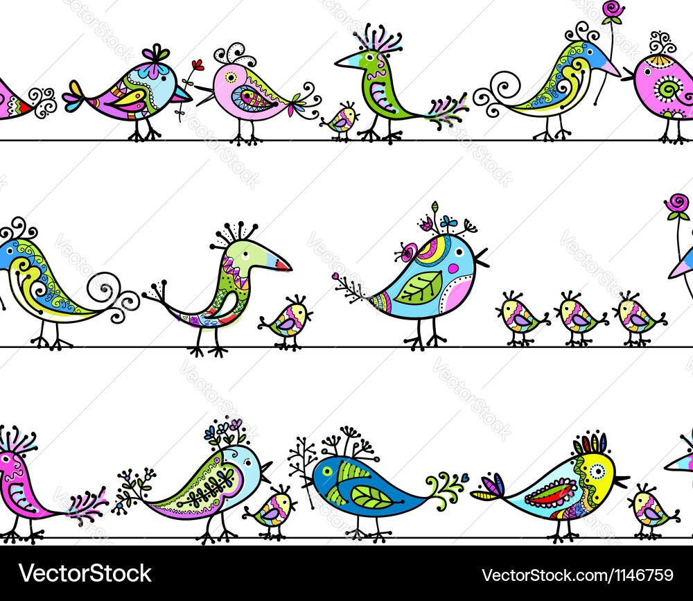Funny birds seamless pattern for your design Vector Image