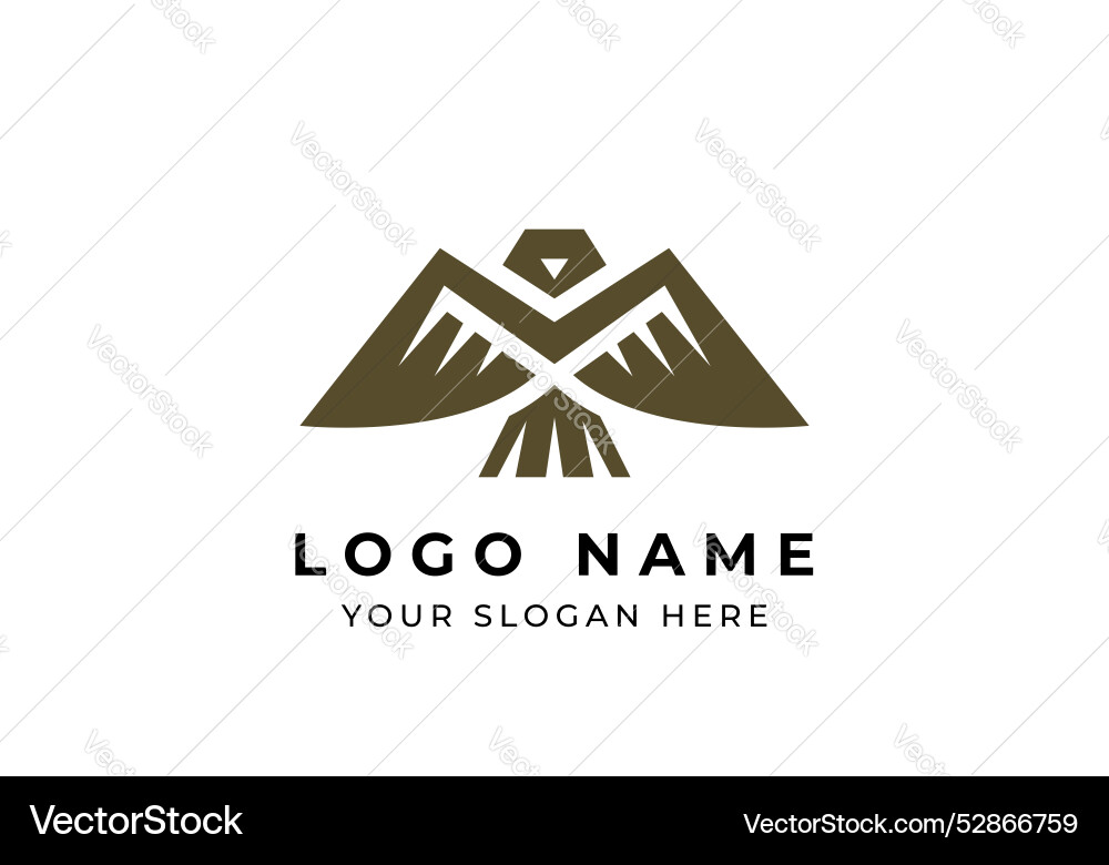 Logo eagle front view with letter m solid Vector Image