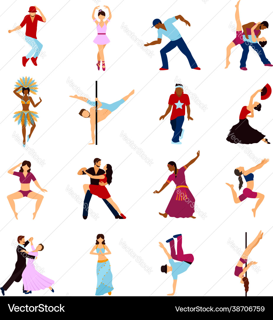 People dancing set Royalty Free Vector Image - VectorStock