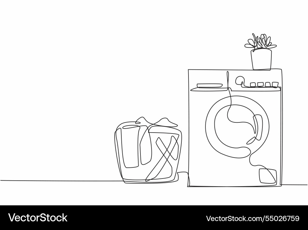 Single one line drawing above the front loading Vector Image
