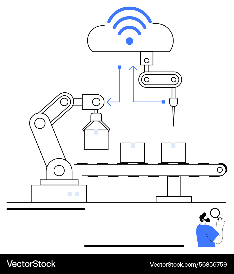 Smart robotic arm with cloud integration Smart robotic arm with cloud integration vector image
