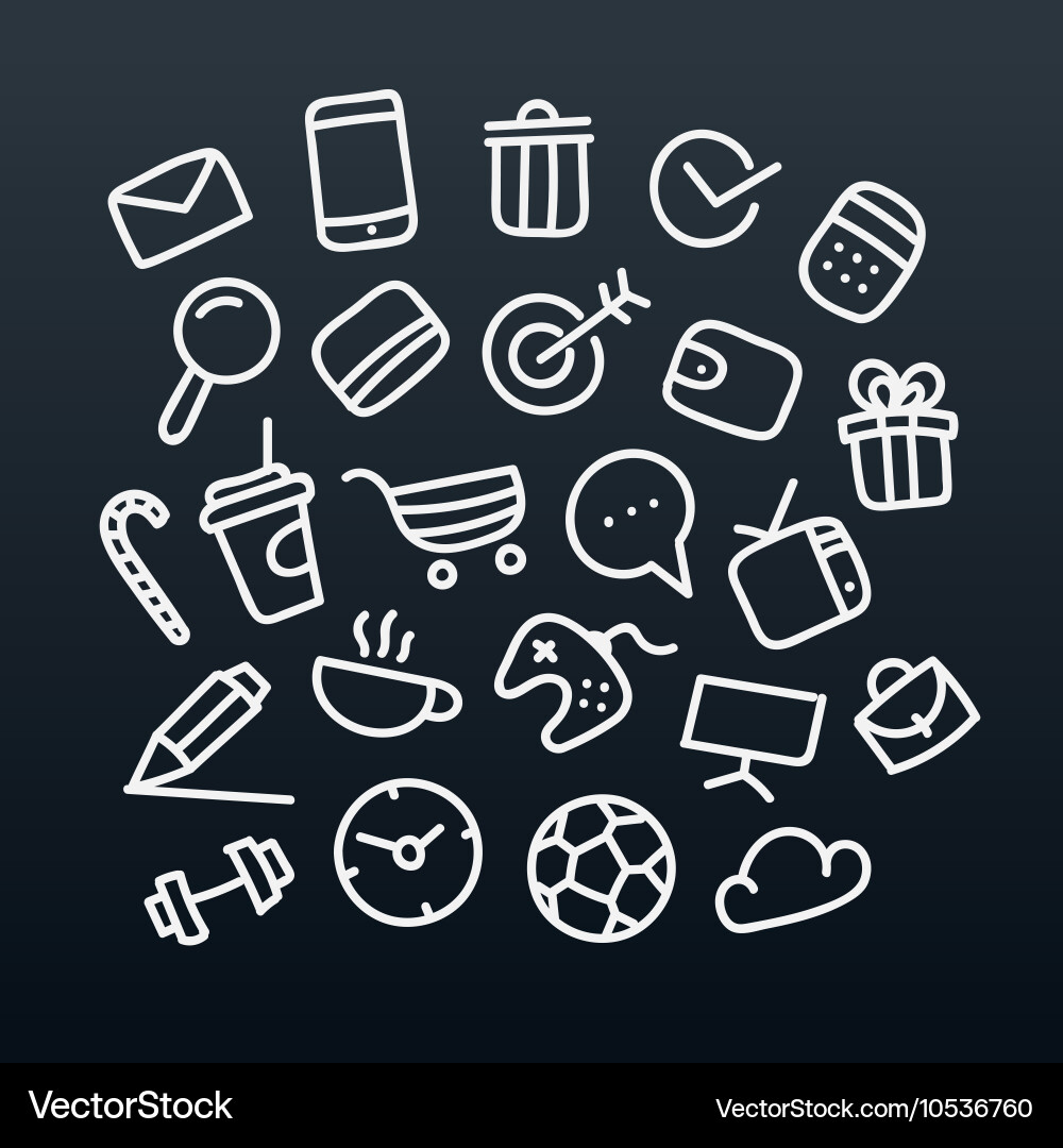 Abstrakte handgezeichnete Doodle-Symbole setzen Design Vektorbild