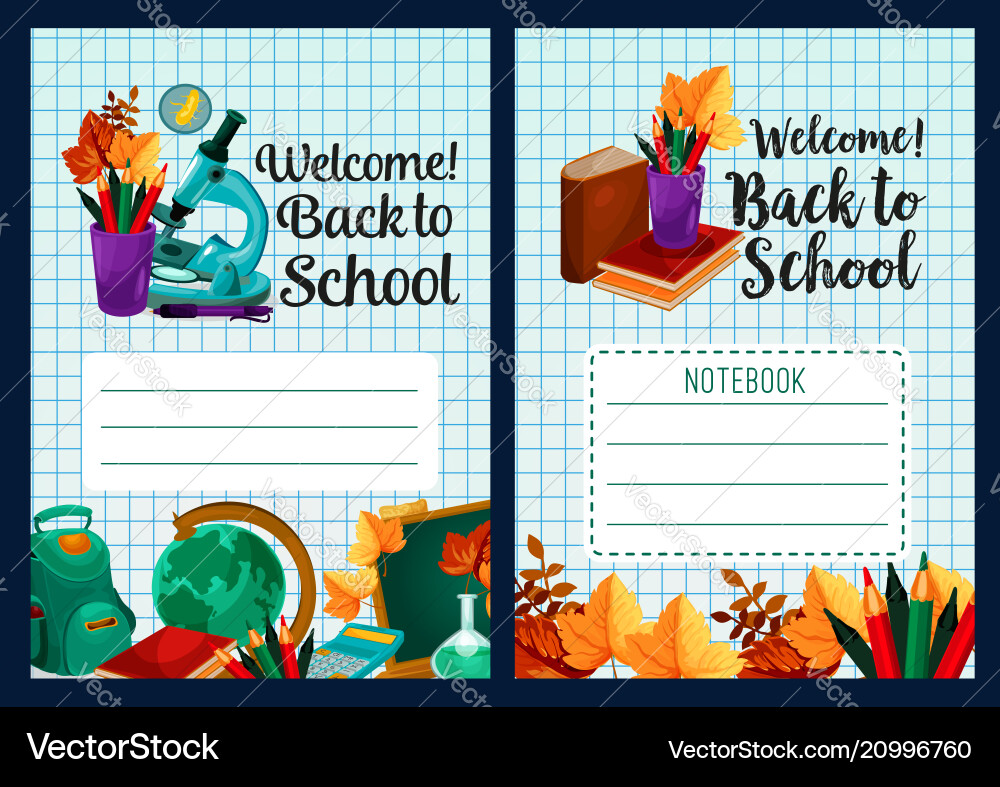 Back to school notebook cover design Back to school notebook cover design vector image
