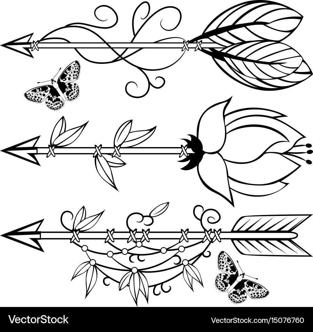 Bohemian Arrow with Feathers vector image