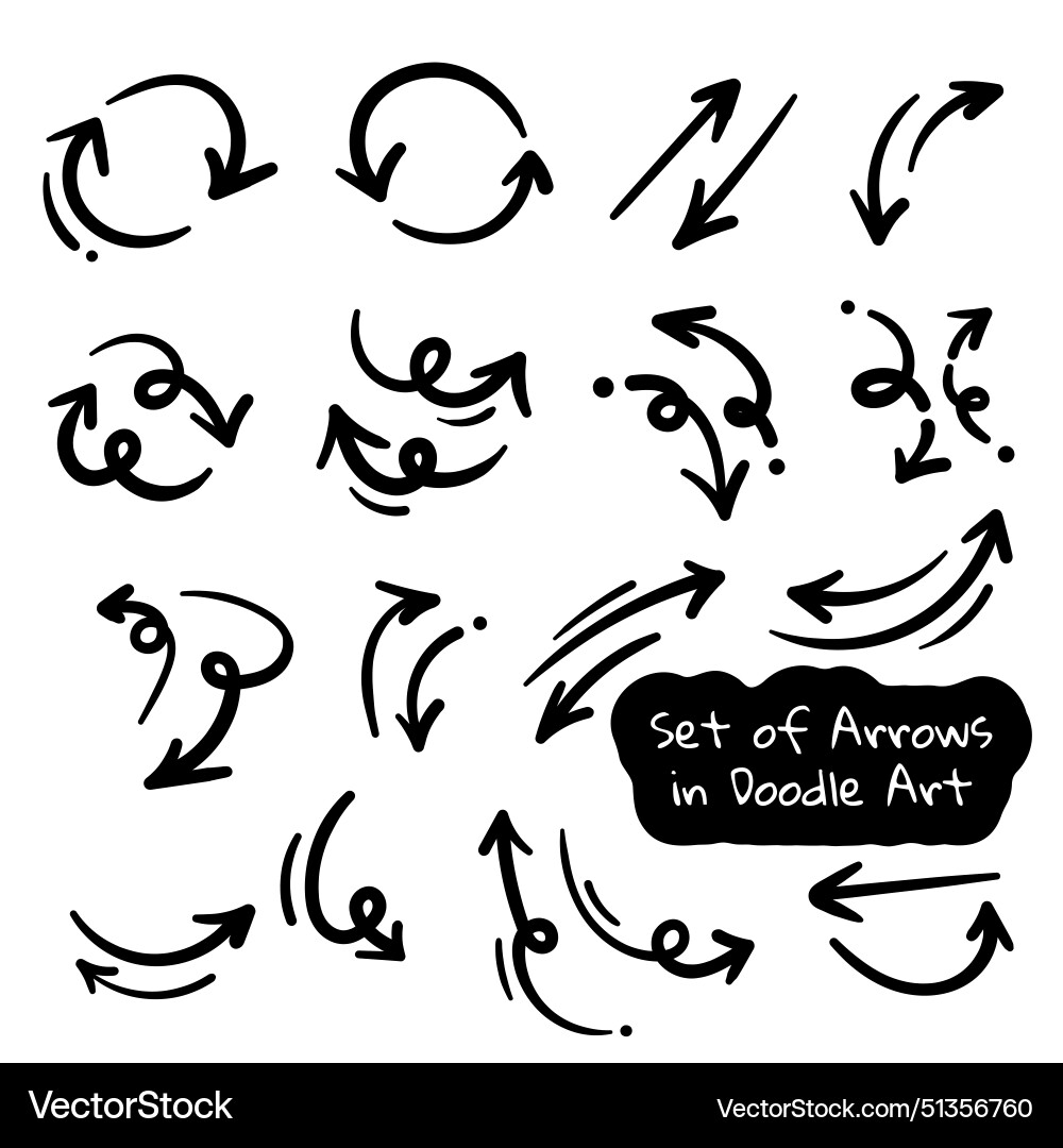 Hand drawn set of arrows in irregular shapes Vector Image