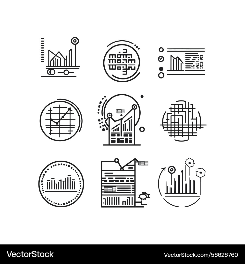 Nine line art style statistics and data analysis Vector Image