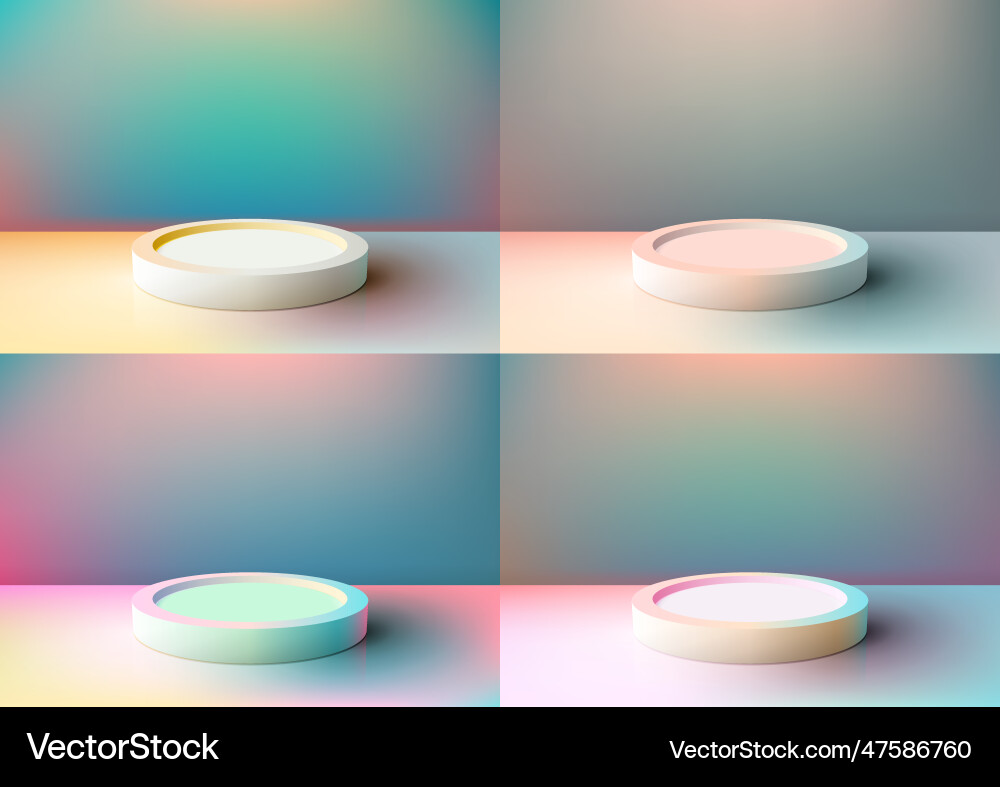 Set of 3d realistic mockup display empty podium Set of 3d realistic mockup display empty podium vector image