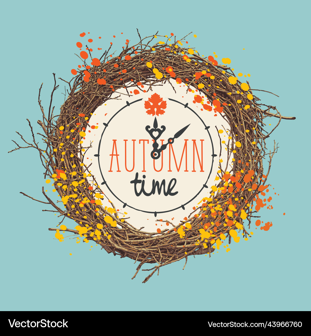 Uhr Gesicht und Inschrift Herbstzeit Uhr Gesicht und Inschrift Herbstzeit vektorbild