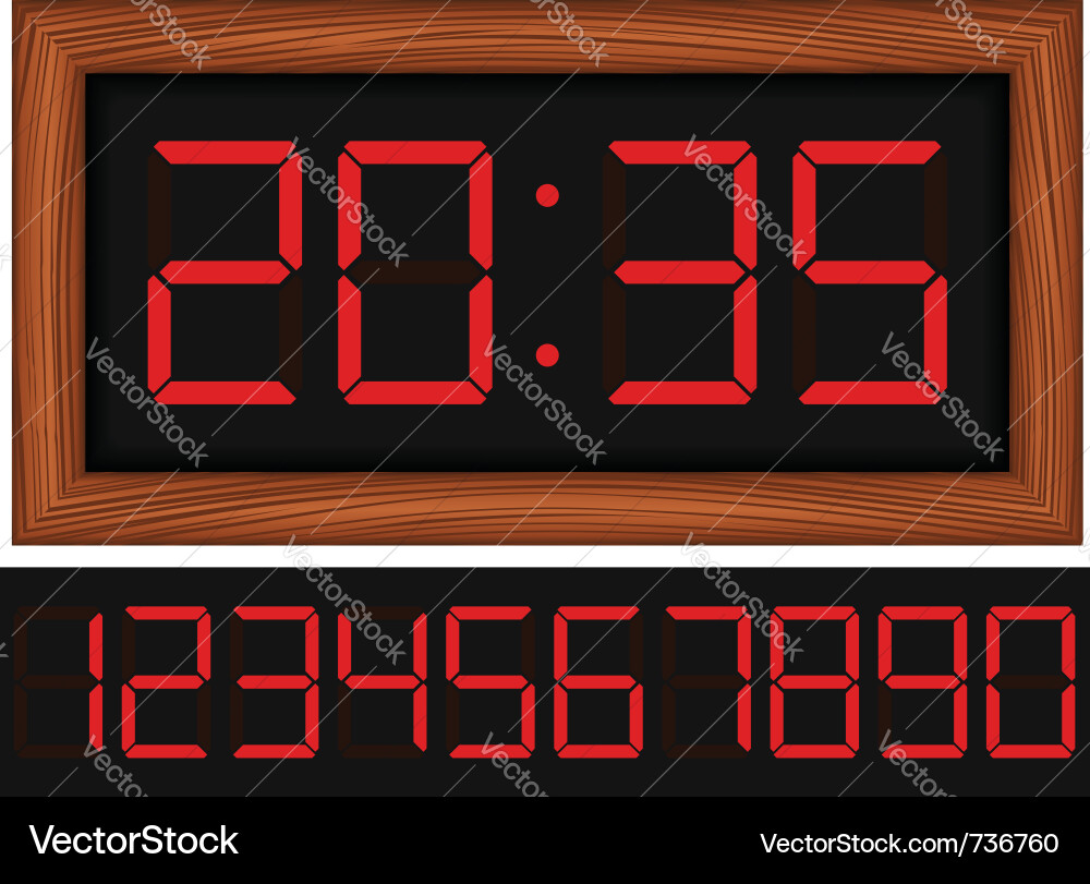 Wooden Digital Clock Display Vector Image