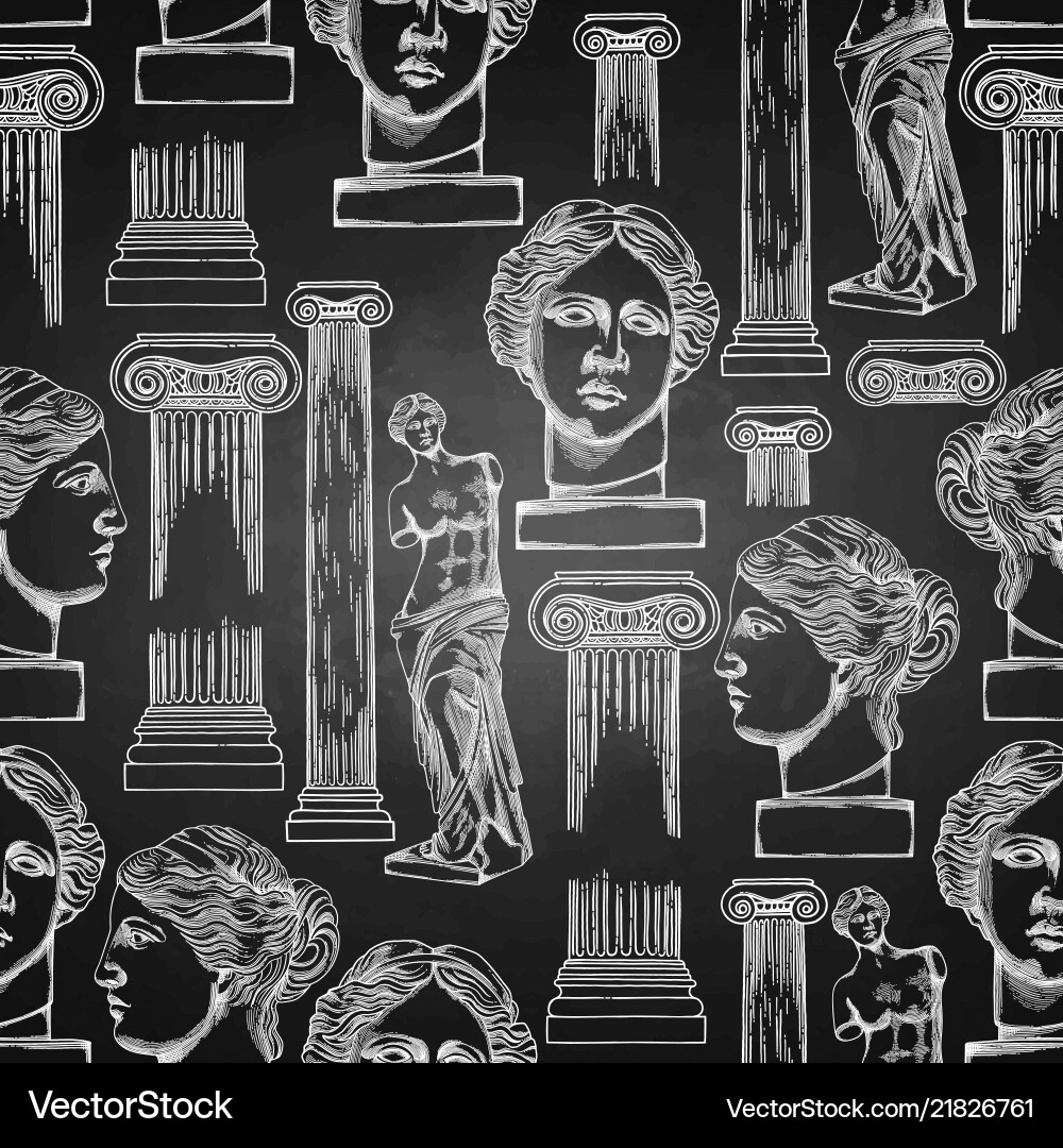 Classical pattern of venus de milo and columns Classical pattern of venus de milo and columns vector image