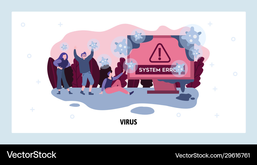 Computer virus warning alert error message cyber vector image