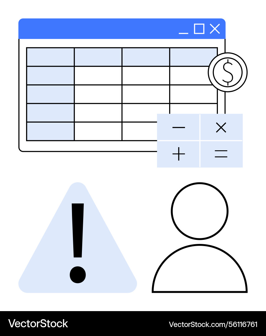 Financial data spreadsheet with calculator user Financial data spreadsheet with calculator user Vector Image