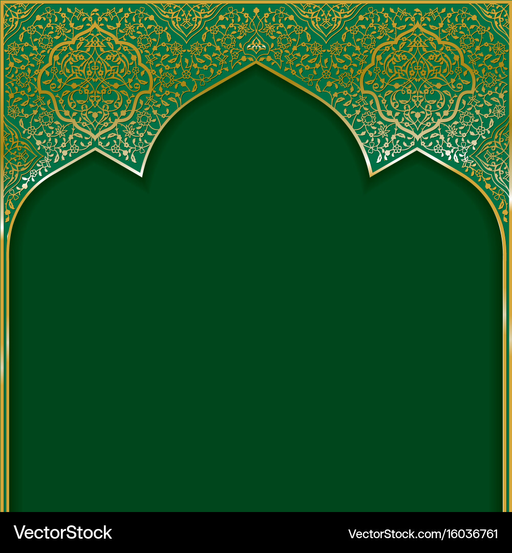 Golden Floral Arched Frame Background vector image