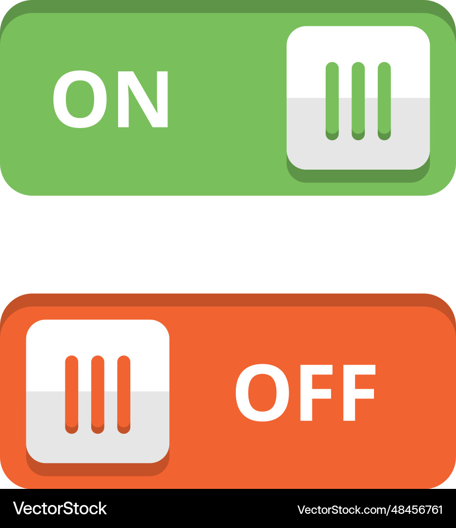 On off toggle in material design style interface On off toggle in material design style interface vector image