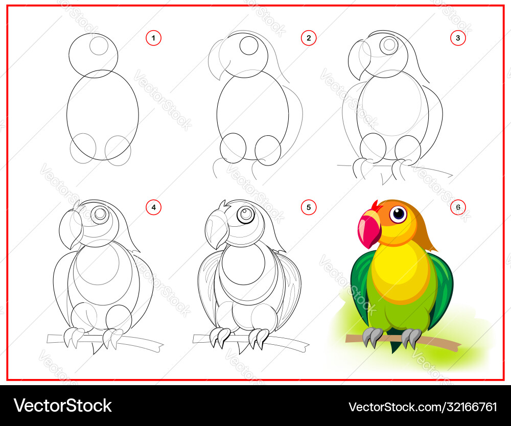 Page shows how to learn draw step cute Page shows how to learn draw step cute Vector Image