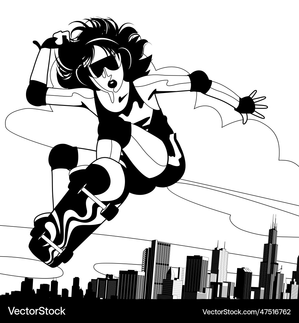Black and white line drawing of young girl Black and white line drawing of young girl vector image