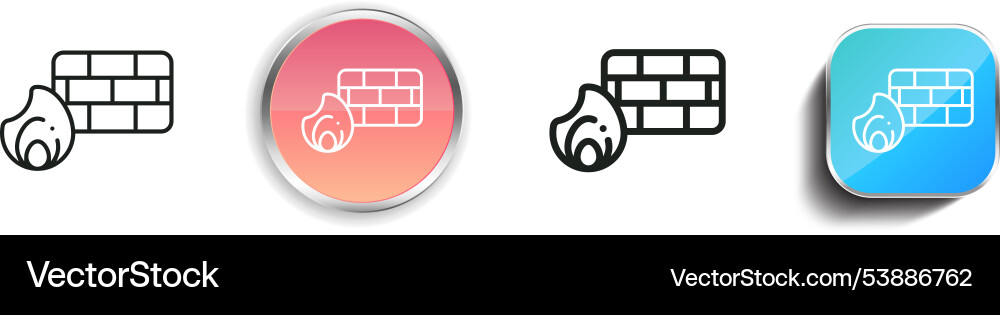 Firewall icon thin linear regular and button vector image