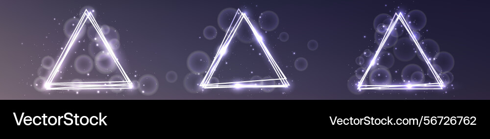 Neon triangular frame with shining effects Neon triangular frame with shining effects vector image