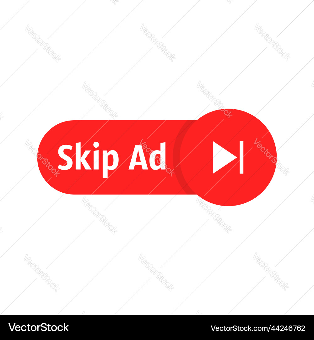 Simple red skip or stop ad button Simple red skip or stop ad button vector image