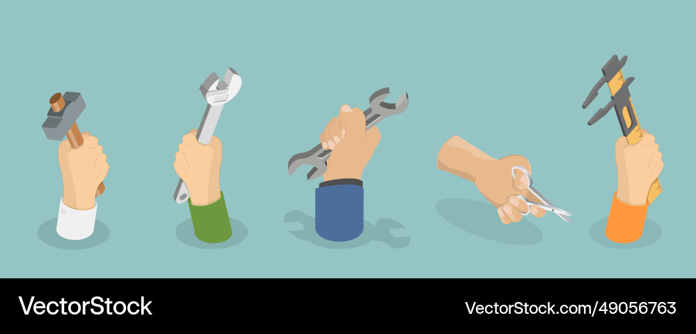 3d isometric flat of hands vector image