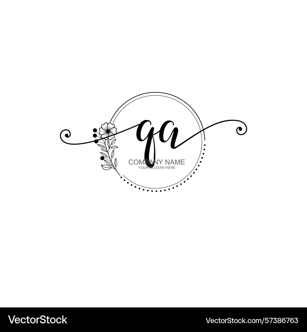 Elegant floral initial logo designs with qa Elegant floral initial logo designs with qa Vector Image