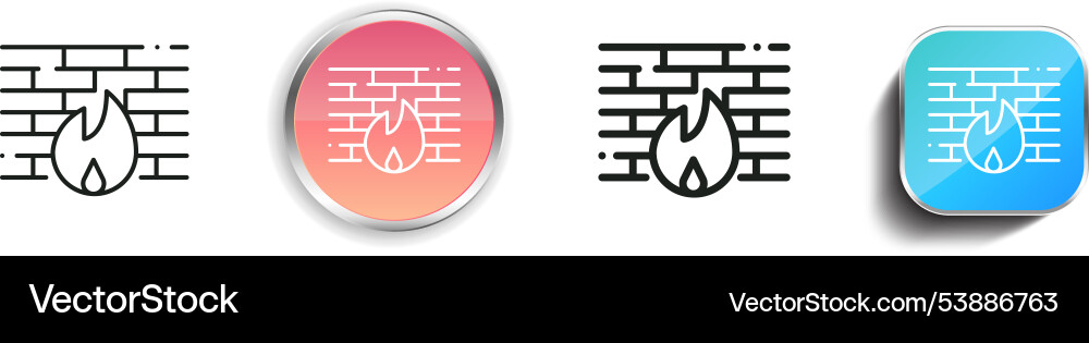 Firewall icon thin linear regular and button vector image